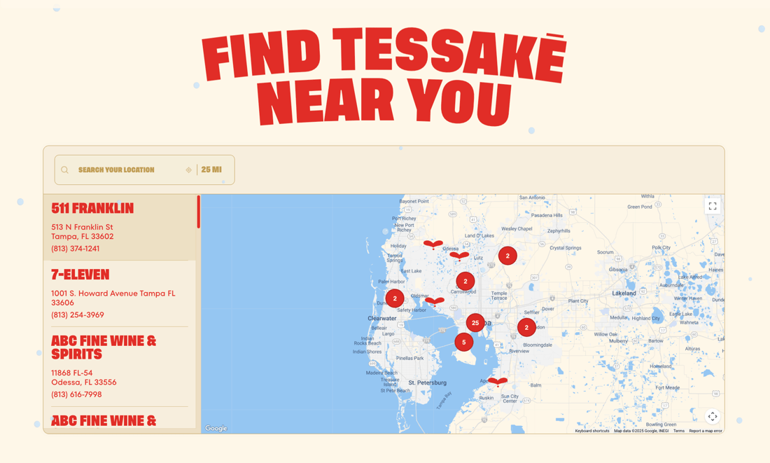 Brand stockist page with store finder and custom map markers
