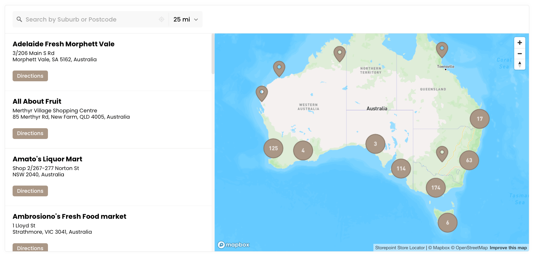Lush Desserts stockist locator showing retailers carrying their panna cotta range across Australia