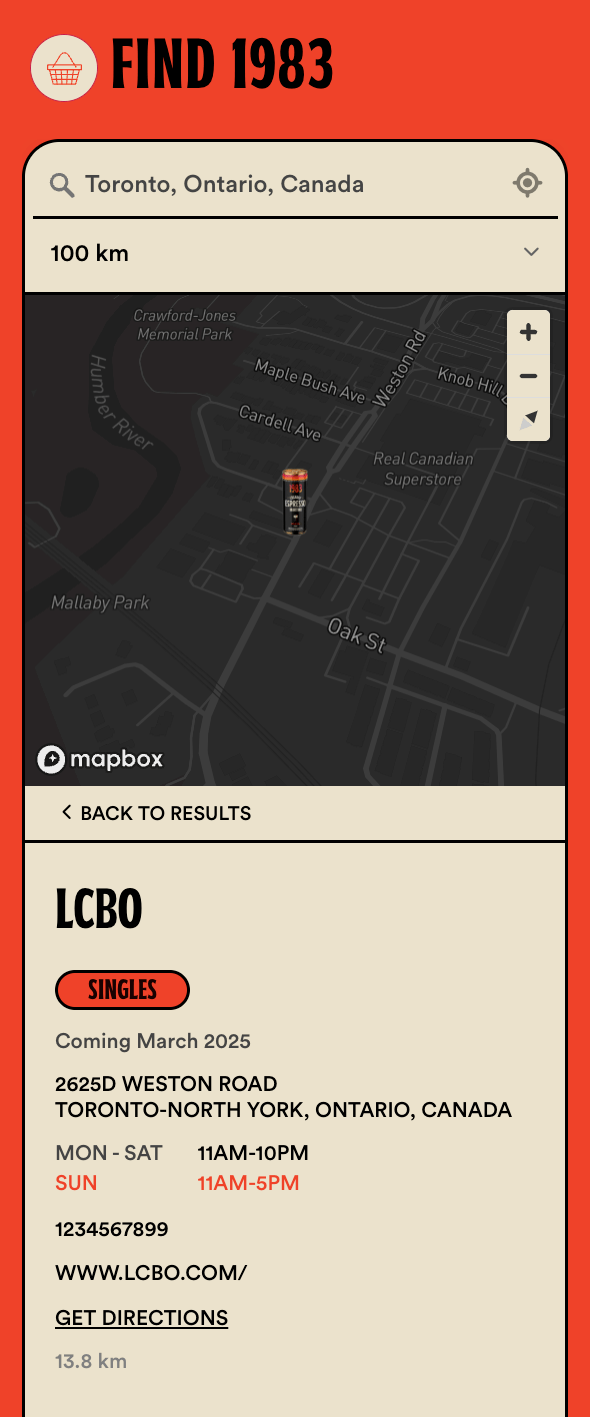 1983’s locator on a phone, in red with its can as the pin