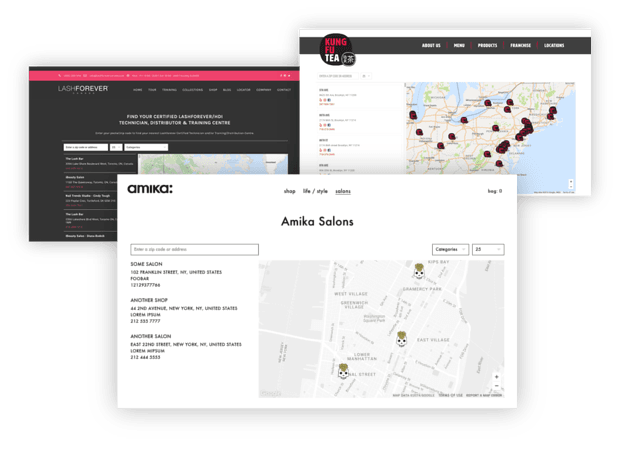 A collection of our store locator app design examples