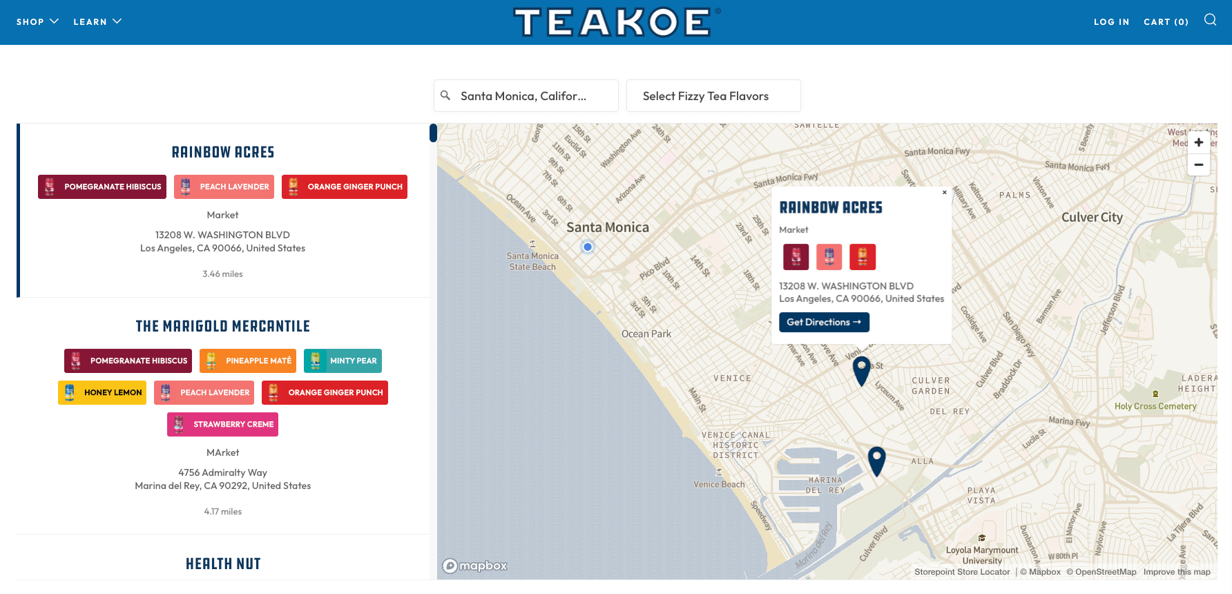 Store locator example on desktop